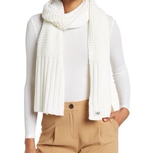 UGG White Ivory Textired Knit Scarf NWT